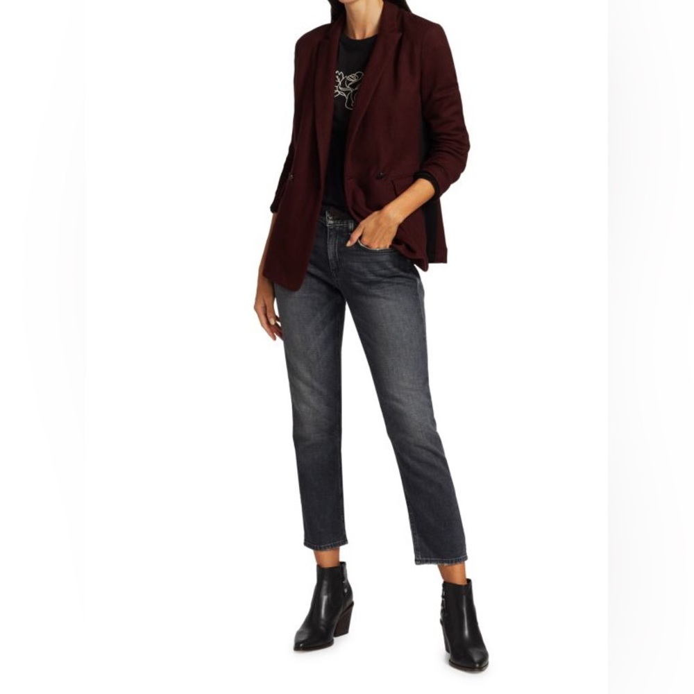 Rag & Bone Burgundy Wool Blazer Size 10 Tailored Double-Breasted Fall Essential - Picture 2 of 11